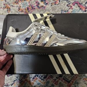 ADIDAS WALES BONNER SAMBASILVER METALIC LEATHER SNEAKERS WOMEN US9/39 MEN US 6.5